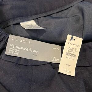 Talbots Hampshire ankle pant curvy navy blue size 18w. NWT